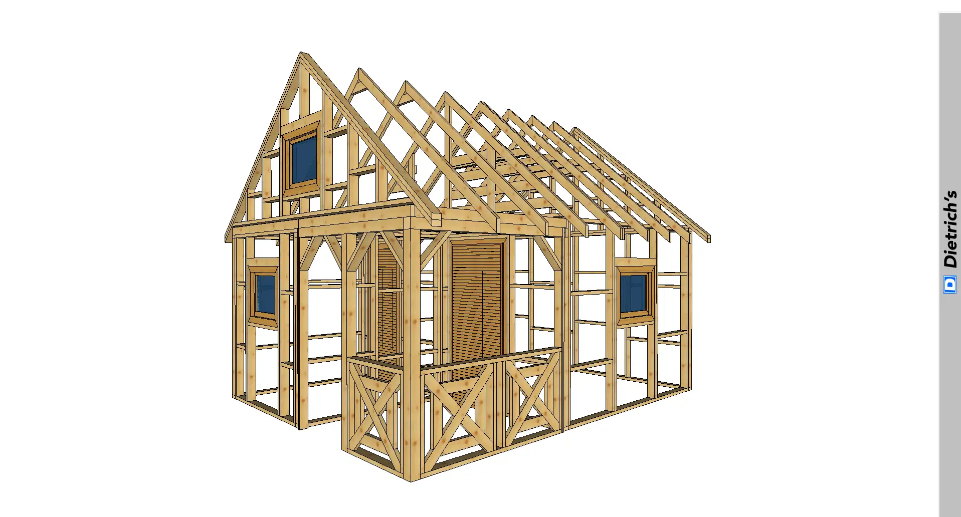 szkielet małego domku z przedsionkiem