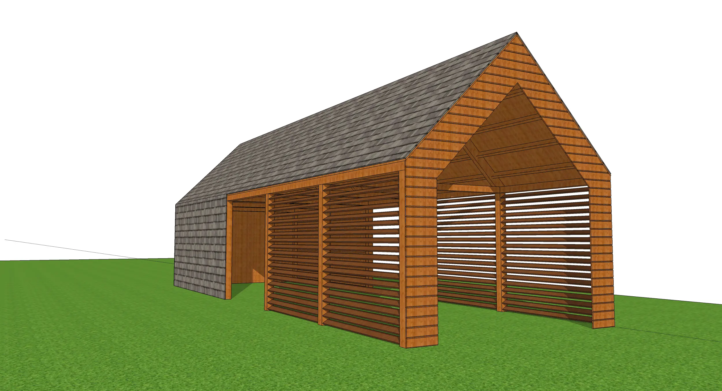 Wiata samochodowa Grażyna 12,5x4m – Solidna ochrona z pomieszczeniem gospodarczym