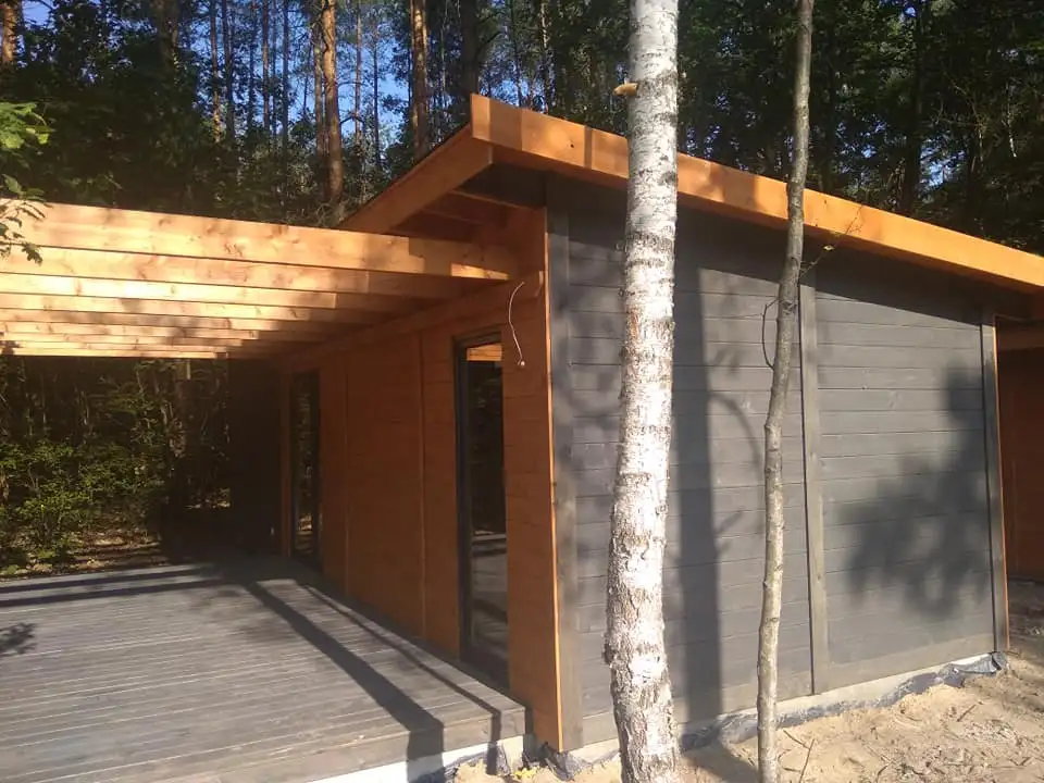 Domek parterowy Marek z oknami PCV - 3,5m x 10m z werandą 3m x 5m