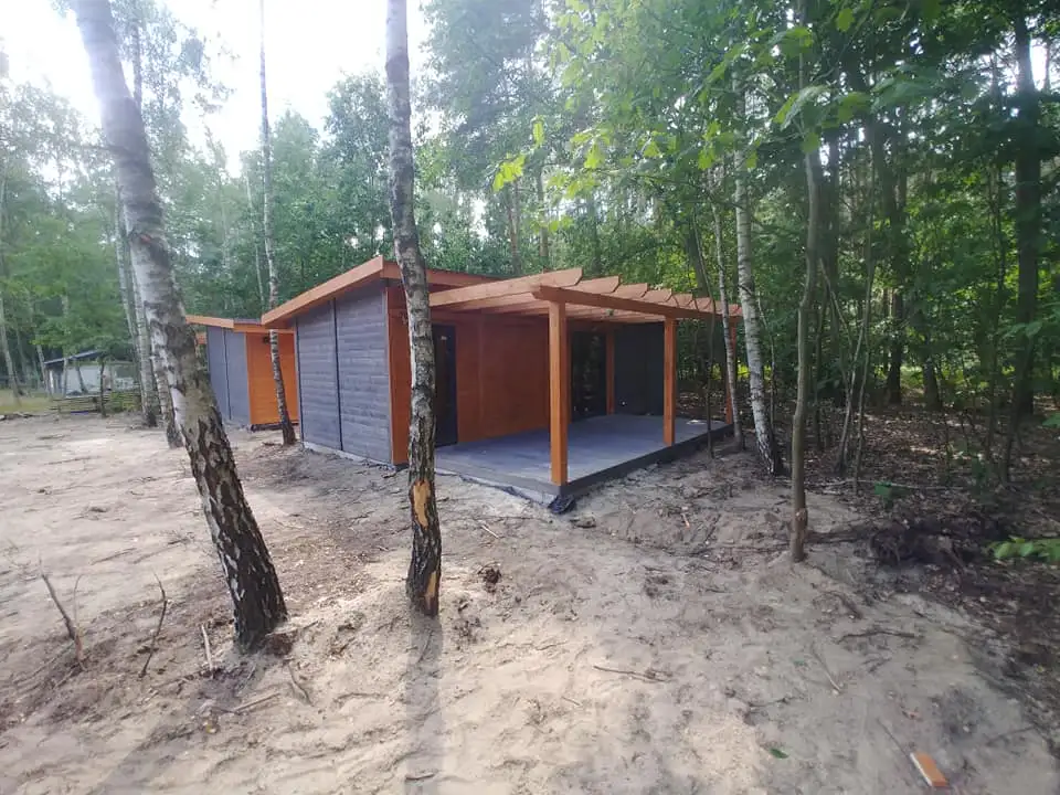 Domek parterowy Marek z oknami PCV - 3,5m x 10m z werandą 3m x 5m