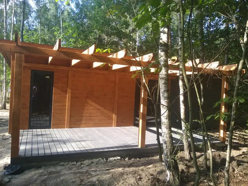 Domek parterowy Marek z oknami PCV - 3,5m x 10m z werandą 3m x 5m