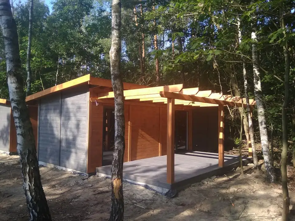 Domek parterowy Marek z oknami PCV - 3,5m x 10m z werandą 3m x 5m