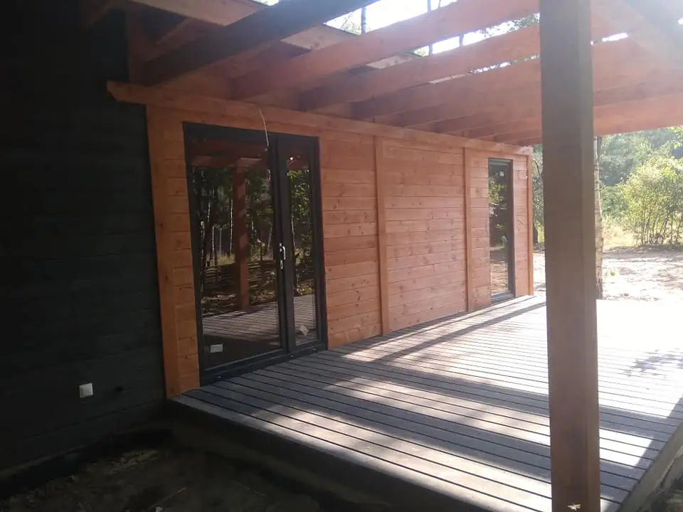 Domek parterowy Marek z oknami PCV - 3,5m x 10m z werandą 3m x 5m