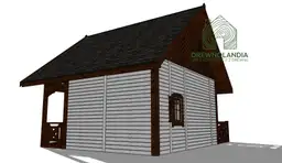 Domek letniskowy z imitacja balkonu