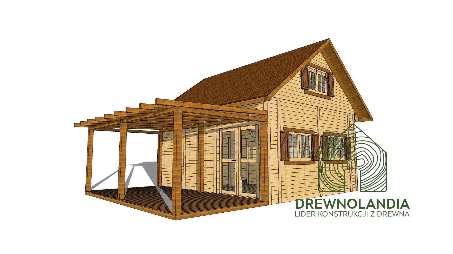 z drewna domek 35m na zgloszenie z tarasem