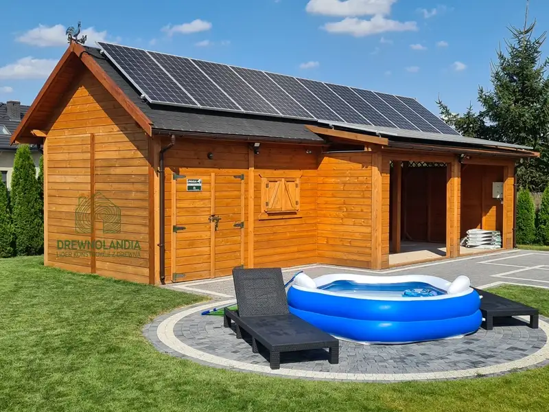 Wiata samochodowa Oliwia Bis - 9x3,5m + zadaszenie przednie - 6x1,5m – Wielofunkcyjna przestrzeń dla dwóch aut 