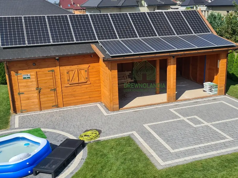 Wiata samochodowa Oliwia Bis - 9x3,5m + zadaszenie przednie - 6x1,5m – Wielofunkcyjna przestrzeń dla dwóch aut 