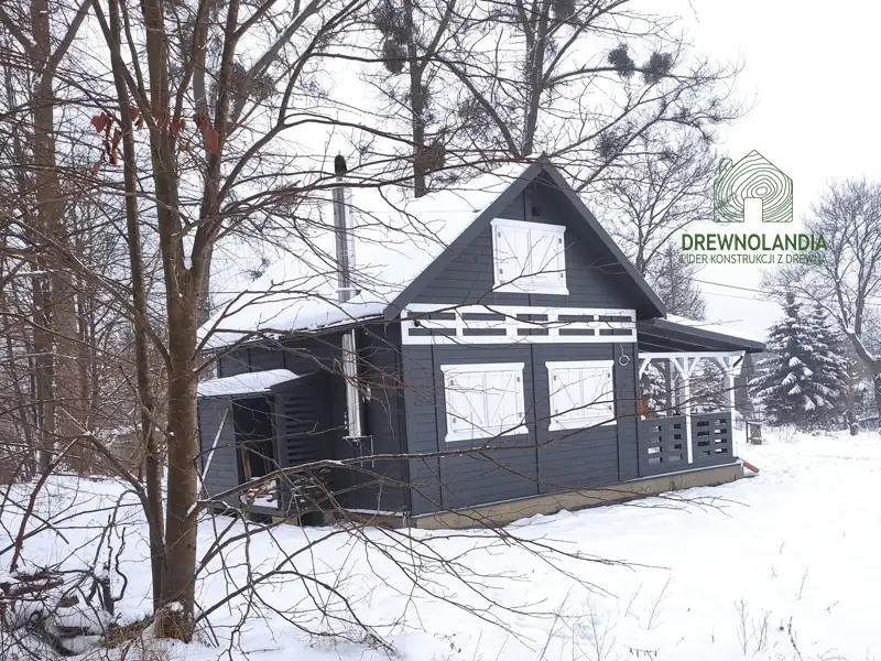 Mieszko II Drewnolandia domek na ROD z tarasem - drewniany domek rekreacyjny