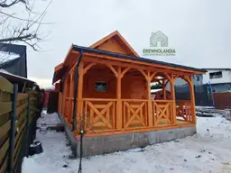 Domek drewniany Marcel II, 5x5m, do 35m², z tarasem, funkcjonalny projekt