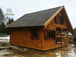 Producent drewnianych domków letniskowych Wiktor IV, funkcjonalny model z antresolą