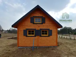 Olek - drewniany domek letniskowy Drewnolandia o wymiarach 7,7x4,5m