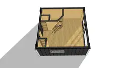 Zbliżenie na wejście domku letniskowego Oskar