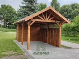 Drewniana wiata samochodowa Oliwia, idealna na samochód, wymiary 11x3 m