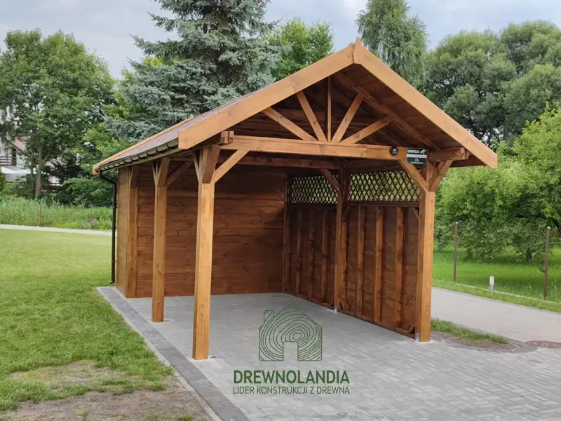 Drewniana wiata samochodowa Oliwia, idealna na samochód, wymiary 11x3 m
