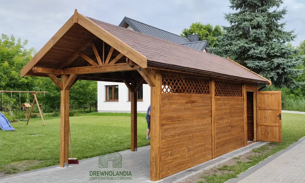 Wiata samochodowa Oliwia 11x3 – Kompaktowa ochrona z miejscem na przechowywanie