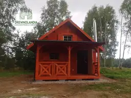 Domek Marcel II na działkę z tarasem, 5x5m, Drewnolandia