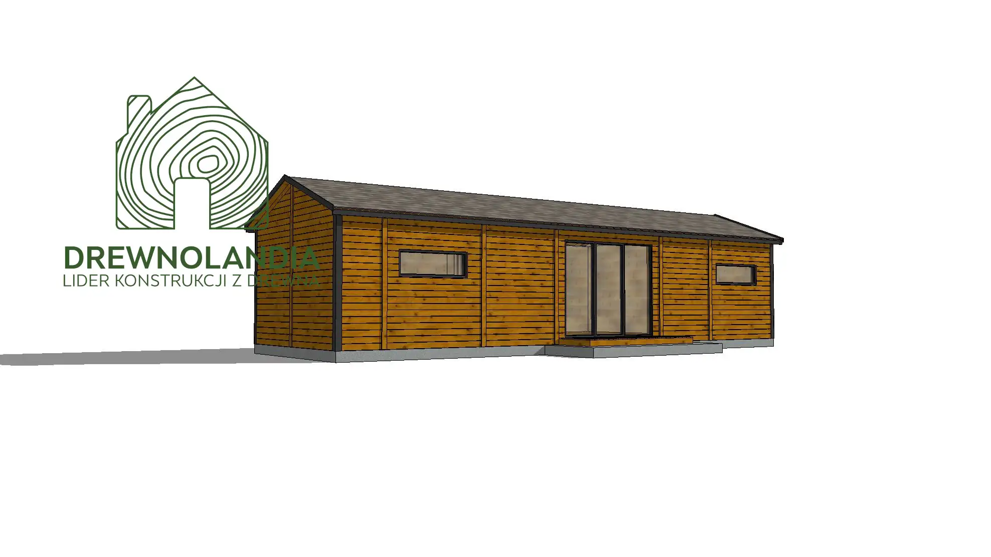 Ariel IV – projekt domku rekreacyjnego, 12x4 m, parterowy