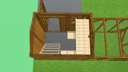 Kurnik Damian – widok frontowy konstrukcji drewnianej o wymiarach 1,5m x 4m