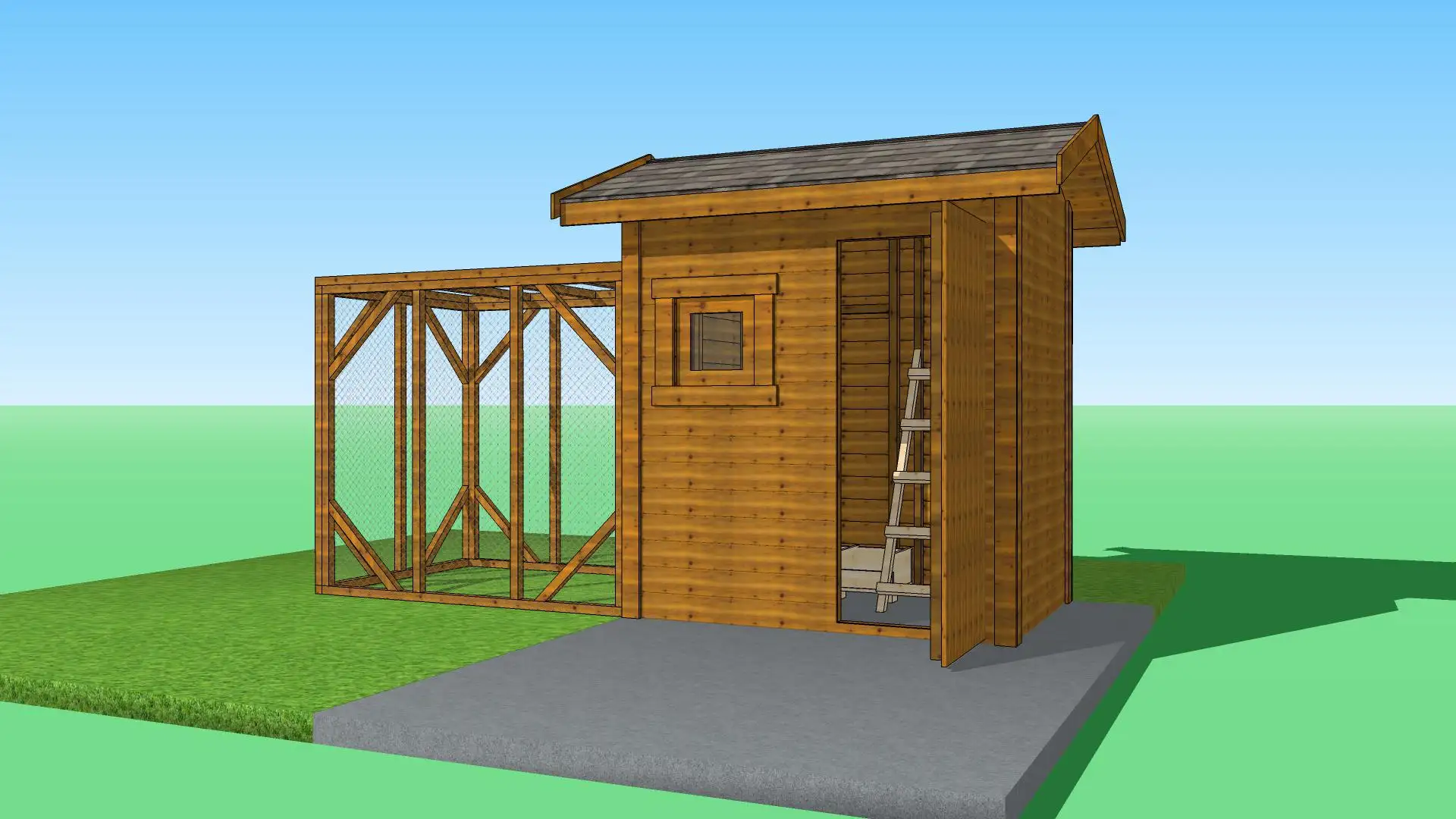 Drewniany kurnik Damian – widok całej konstrukcji