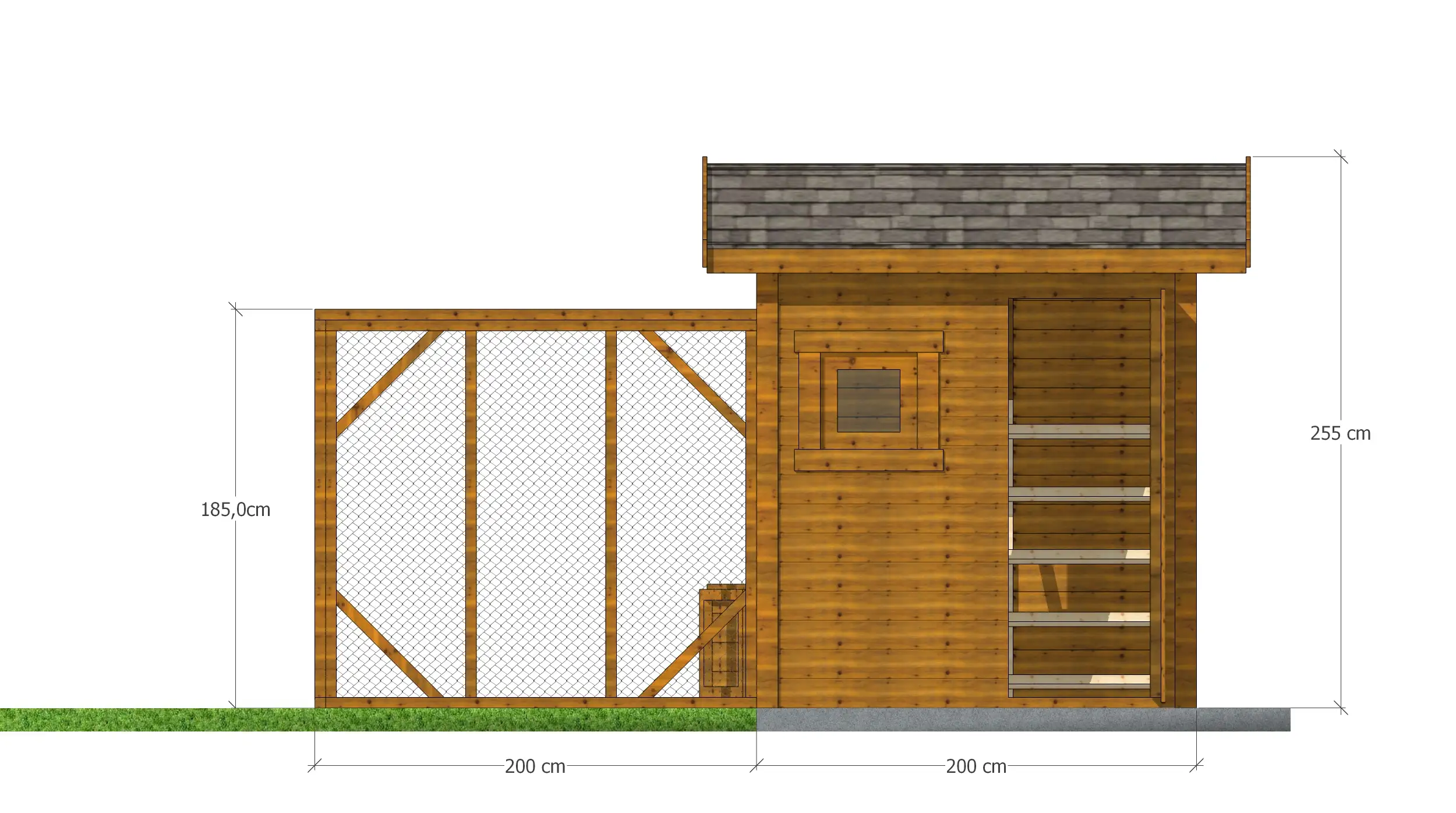 Widok frontowy kurnika Damian – połączenie estetyki i funkcjonalności