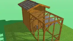 Frontowy widok kurnika Damian – kompaktowy i funkcjonalny model o wymiarach 1,5m x 4m