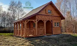 Drewnolandia dom letniskowy Mieszko II - domek drewniany rekreacyjny z tarasem