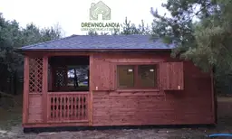 Letniskowy domek drewniany "Andrzej", z altanką, na działkę