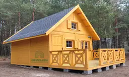 Domek Maciek II z dużym tarasem - drewniany model o powierzchni 25 m²