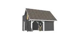 Drewniana wiata samochodowa Marta z praktycznymi schodami i dodatkową przestrzenią