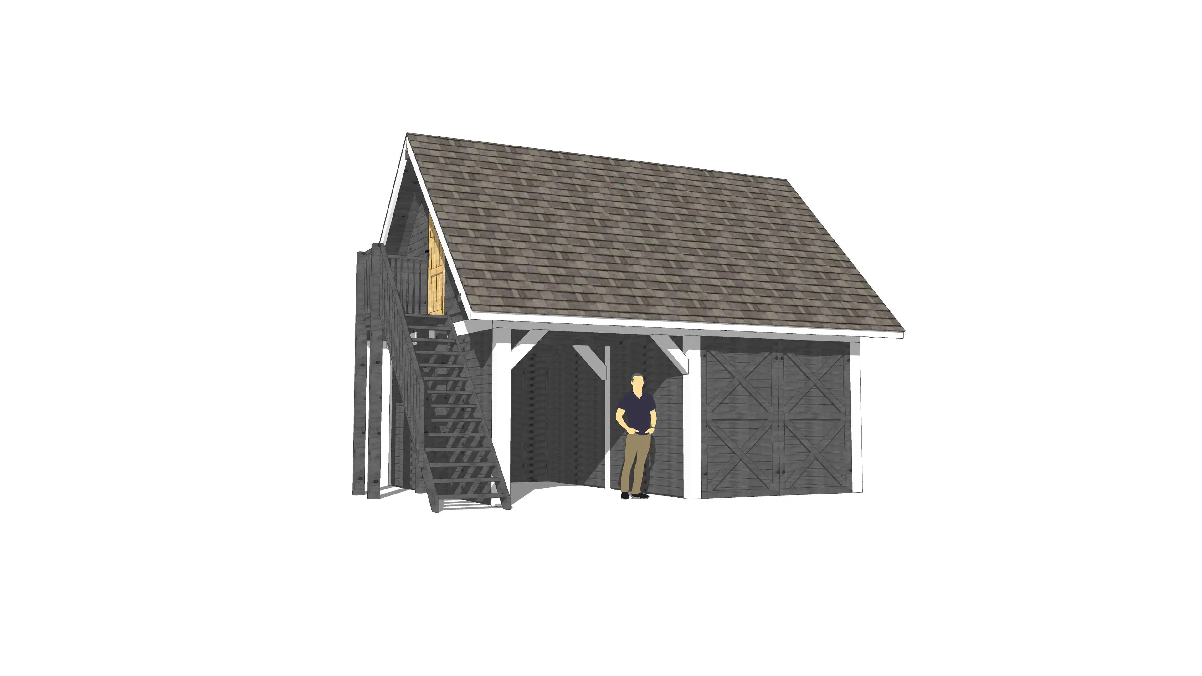 Drewniana wiata samochodowa Marta z praktycznymi schodami i dodatkową przestrzenią