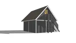 Wiata samochodowa Marta z poddaszem i zamkniętym pomieszczeniem – widok z boku