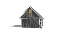 Detale wykończenia wiaty samochodowej Marta – schody i zamknięte pomieszczenie