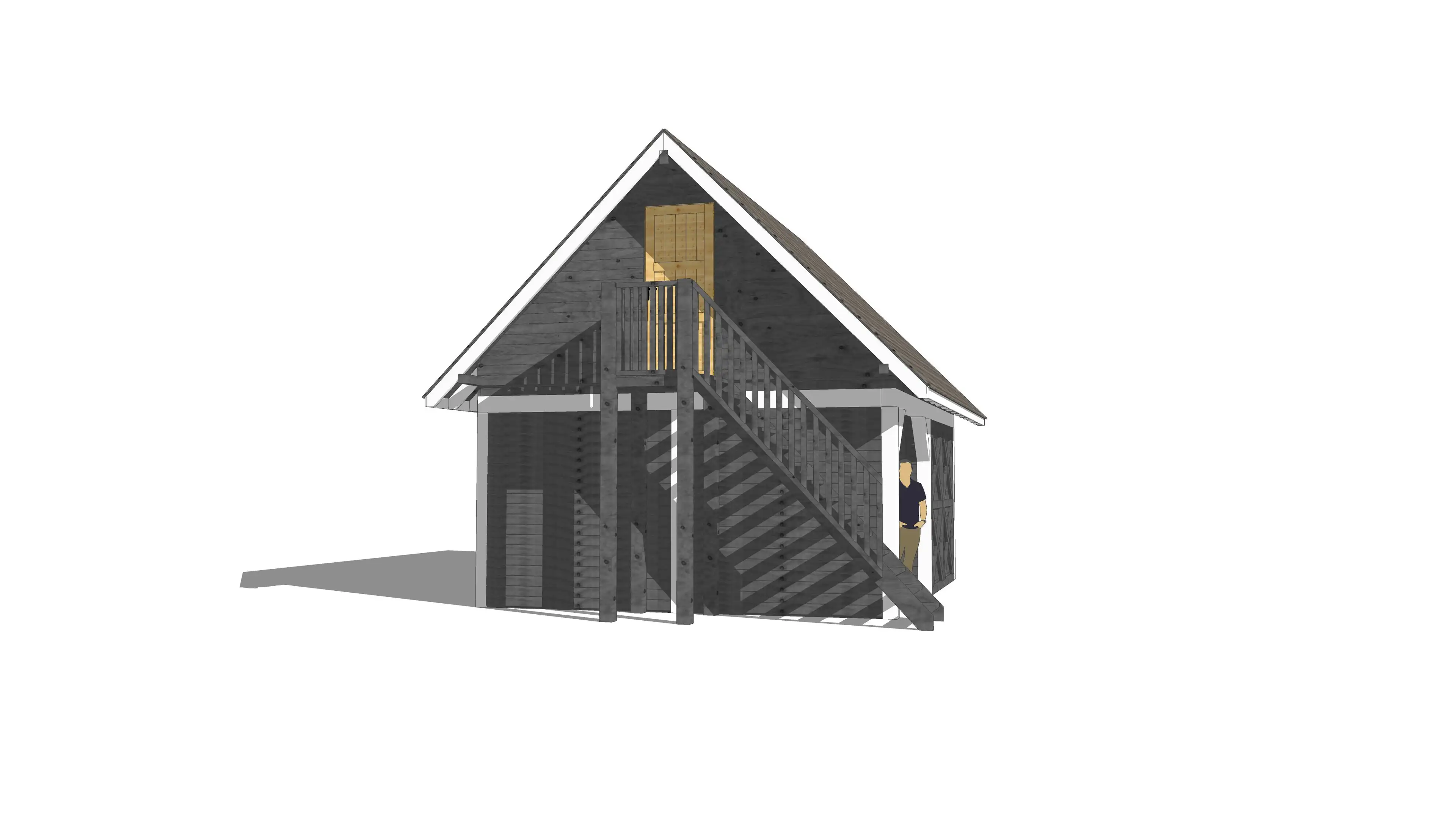 Detale wykończenia wiaty samochodowej Marta – schody i zamknięte pomieszczenie