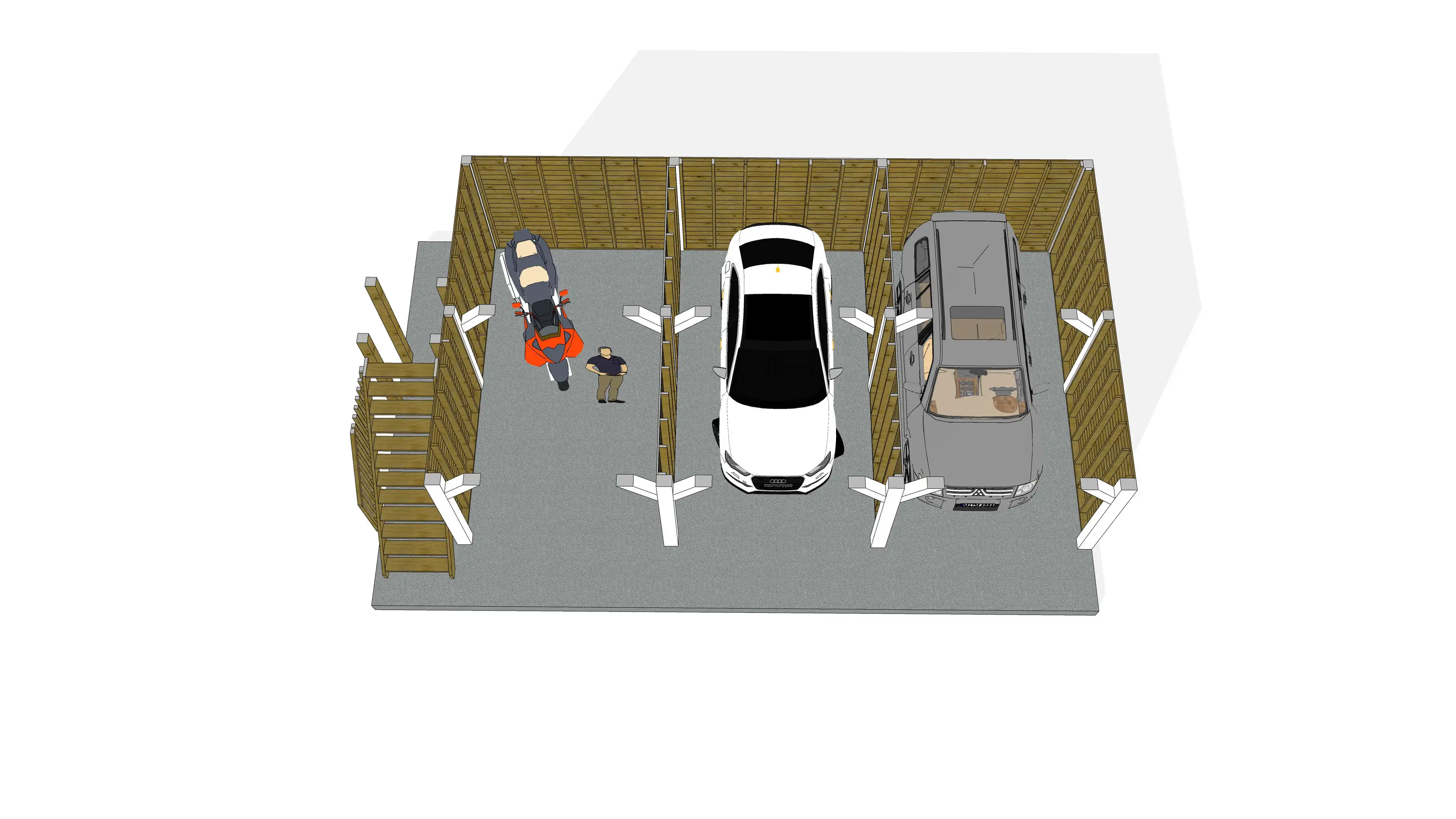 Wiata samochodowa Barbara – zdjęcie projektu na trzy pojazdy