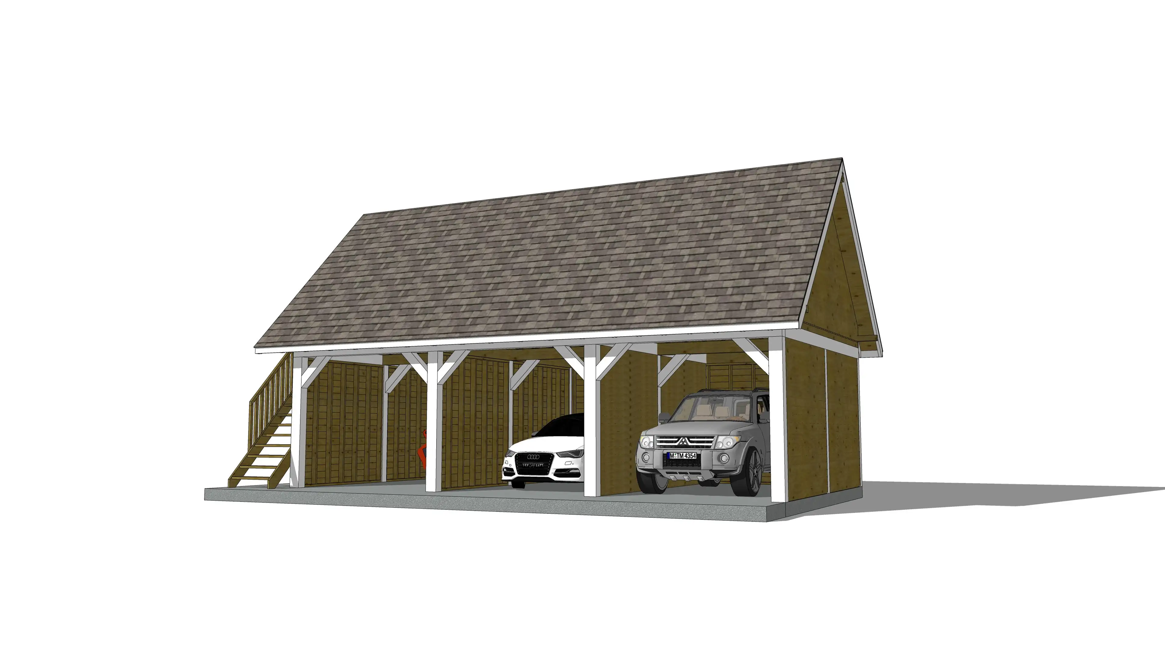 Wiata Barbara – konstrukcja z garażem ze schodami, idealna na posesję