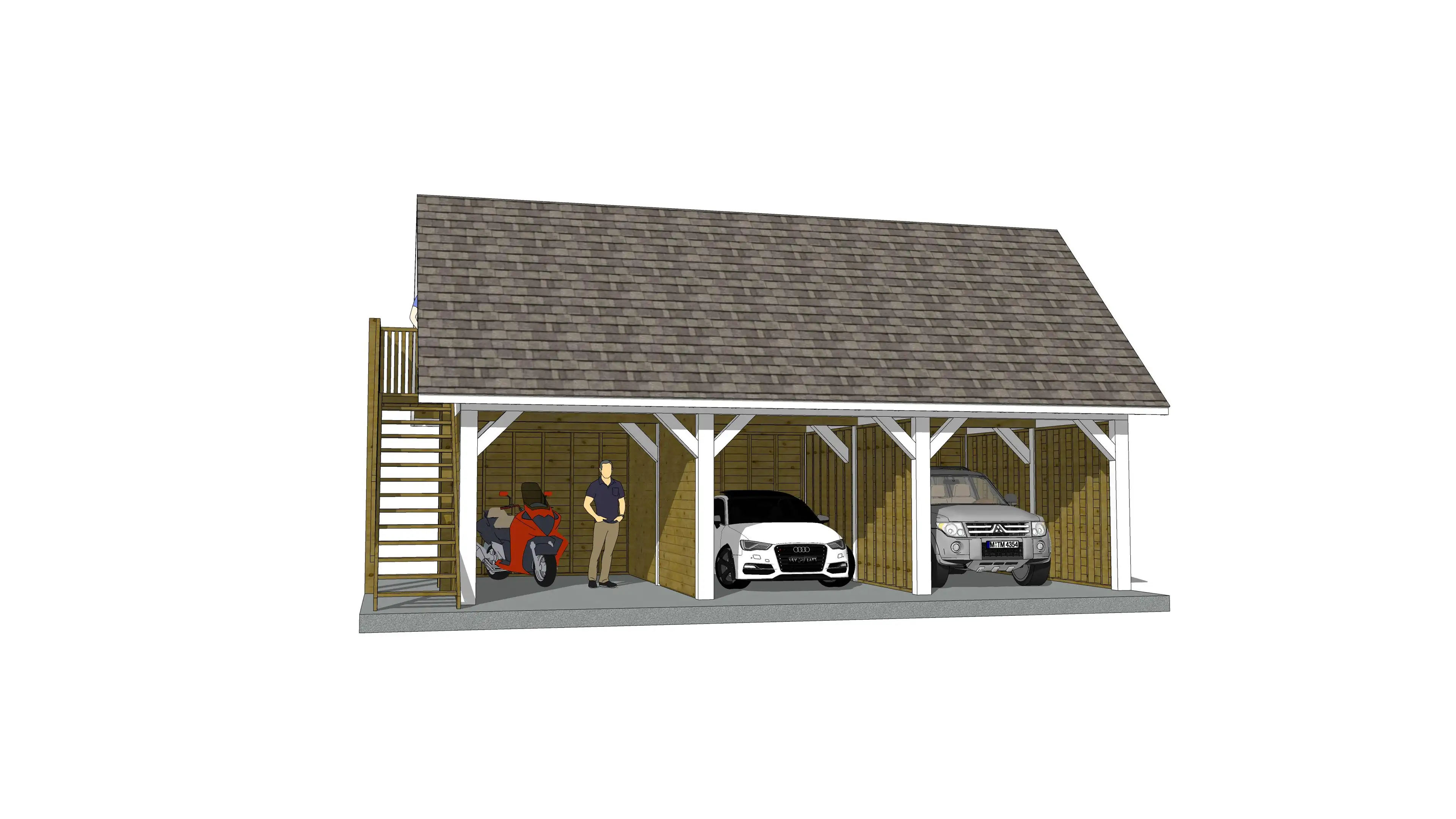 Garaż ze schodami i przestrzenią magazynową w wiacie Barbara