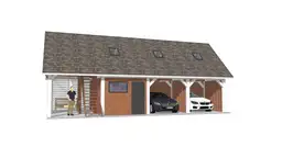 Garaż z przestrzenią użytkową – projekt wiaty Barbara II