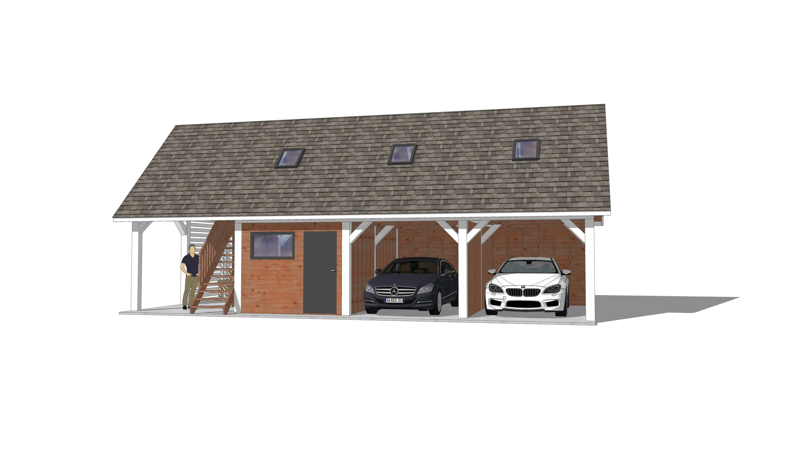 Wiata samochodowa Barbara II  11,9m x 5m – Garaż na dwa auta z przestrzenią użytkową 