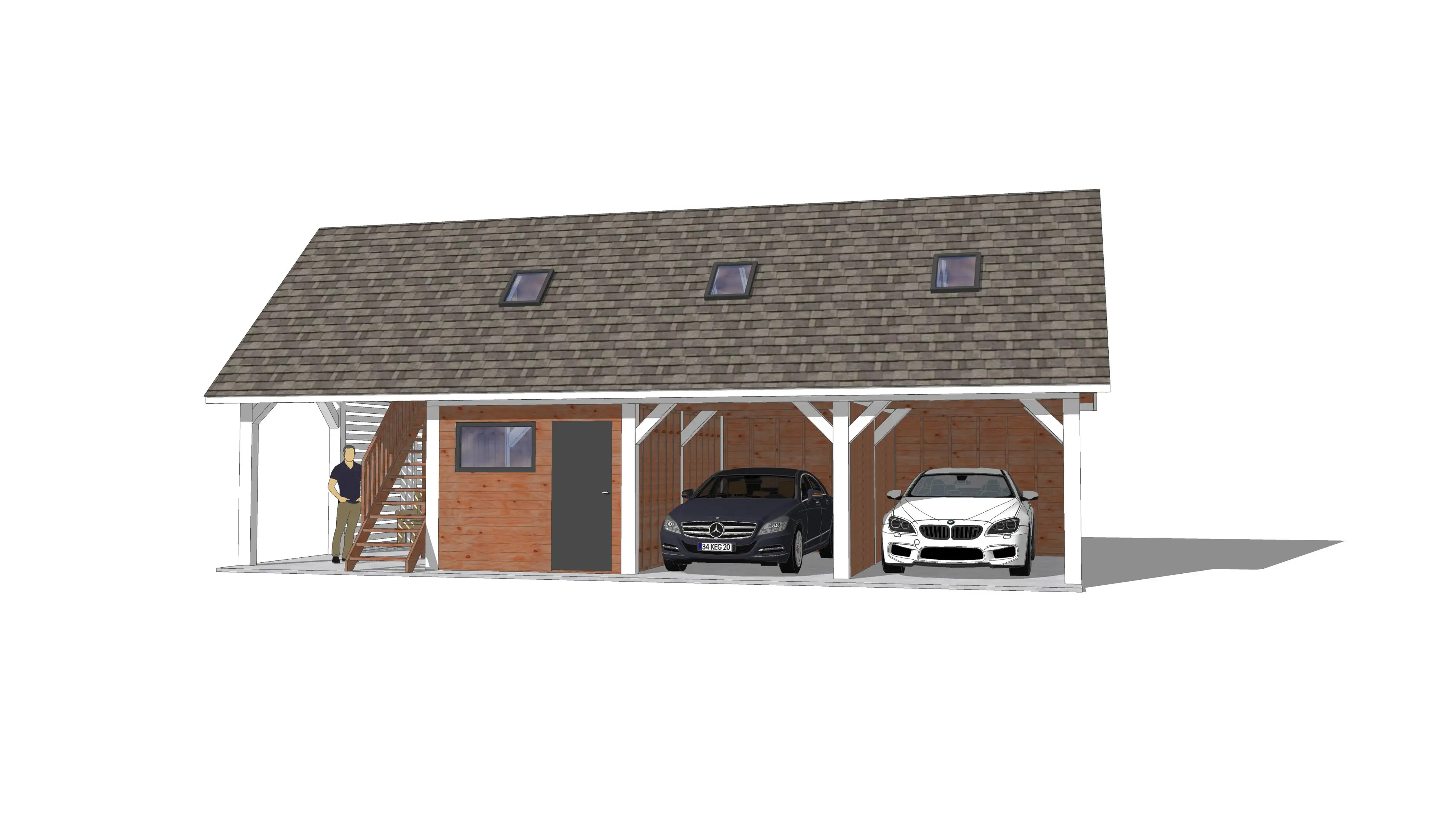 Wiata samochodowa Barbara II  11,9m x 5m – Garaż na dwa auta z przestrzenią użytkową 