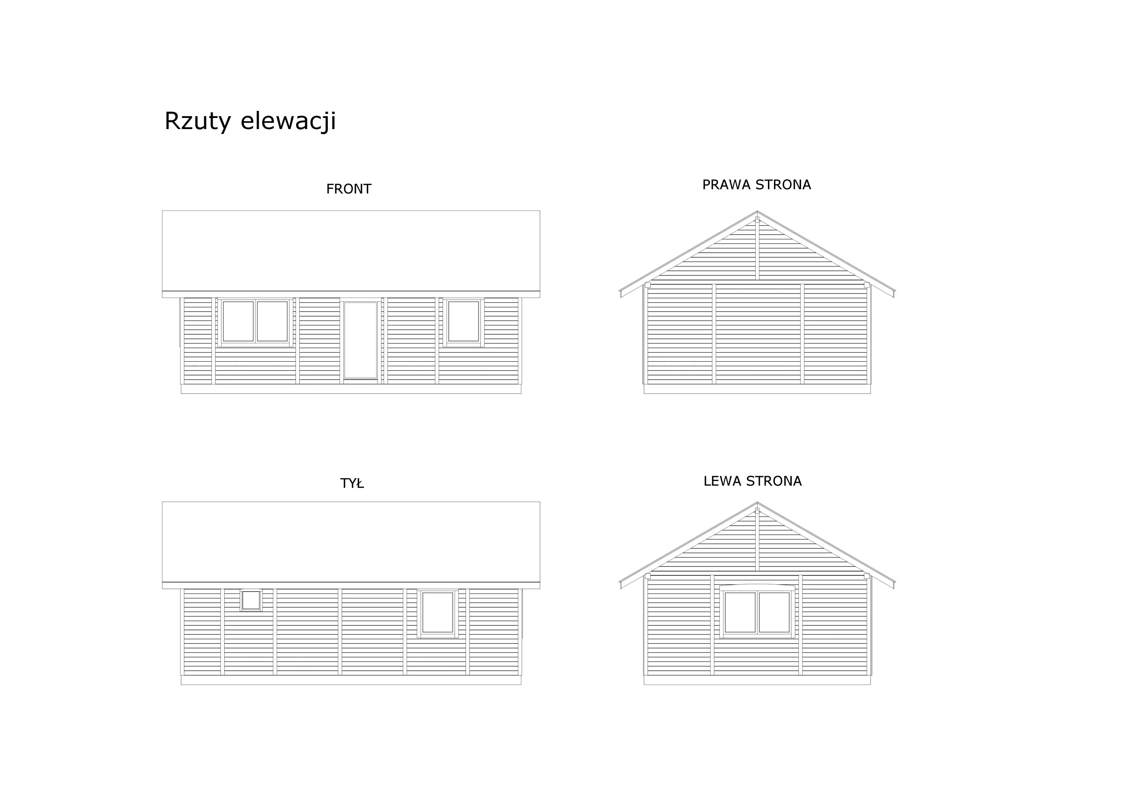 Elewacje drewnianego domku CRK5