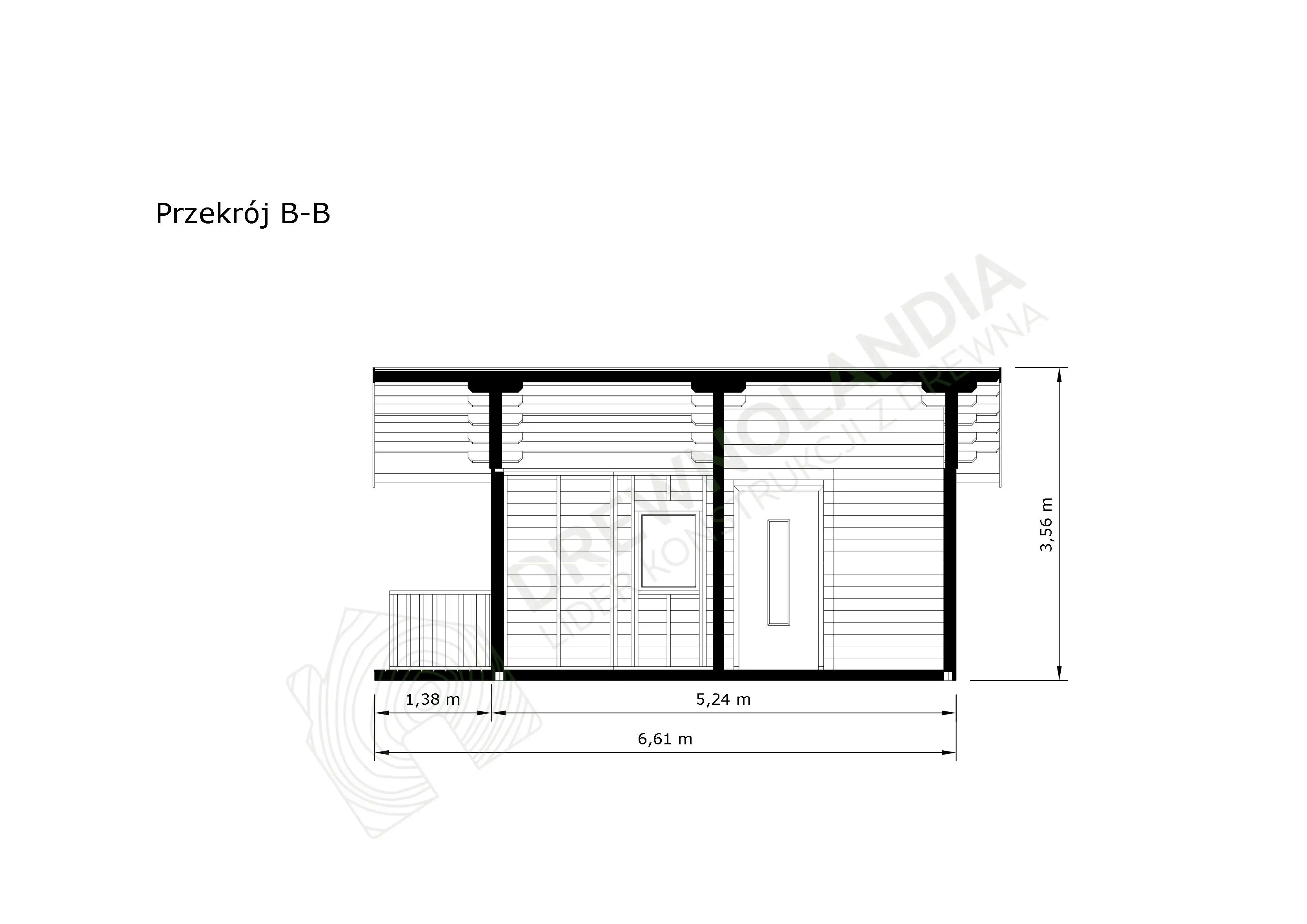 Domek SM-1 - przekrój konstrukcji B-B
