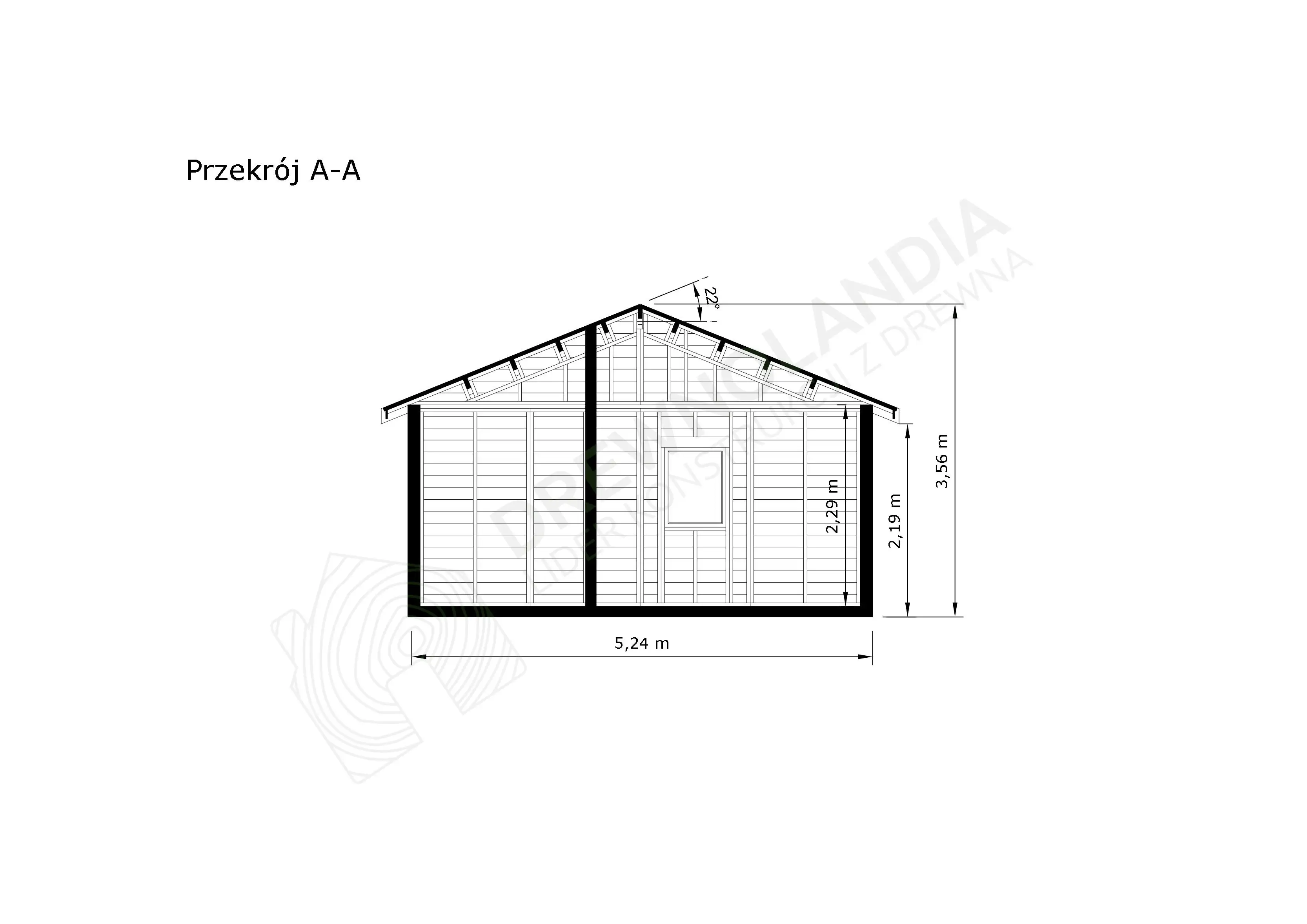 Domek SM-1 - szczegółowy przekrój konstrukcji A-A