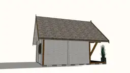 rzut z boku na domek z tarasem