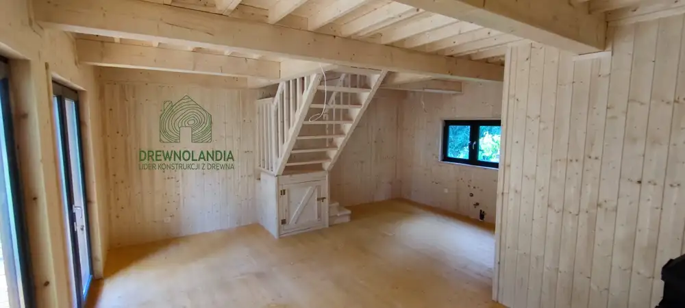 Wnętrze drewnianego domu letniskowego Leon 35m²