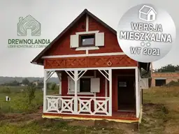 Domek mieszkalny całoroczny CRP1 PLUS 35m² z antresolą i tarasem - Drewnolandia