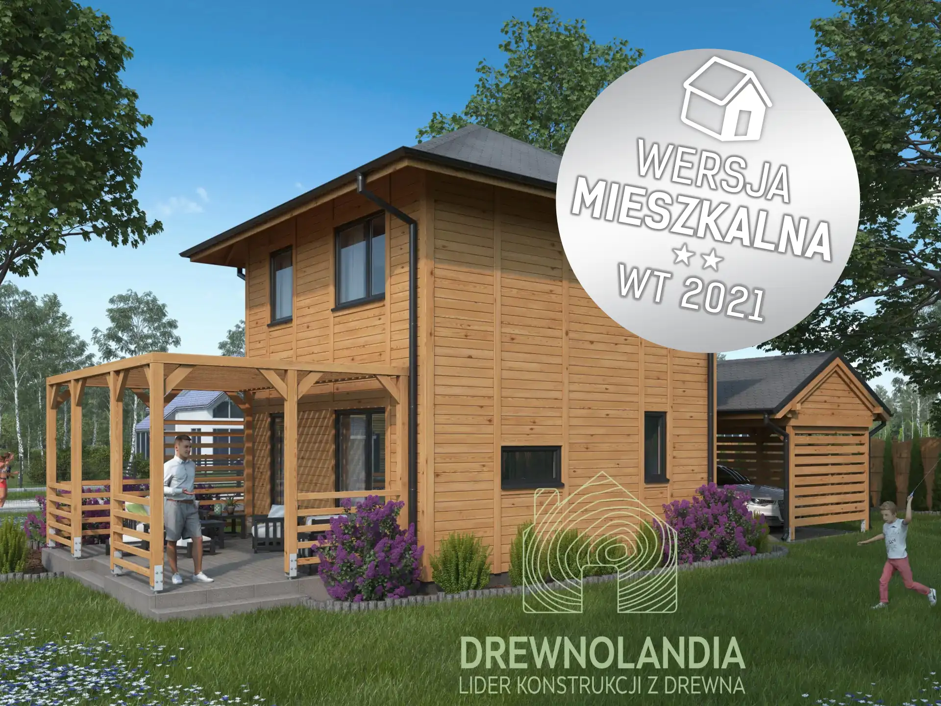 Dom całoroczny Łukasz, model CRP5, drewniana konstrukcja 35 m²