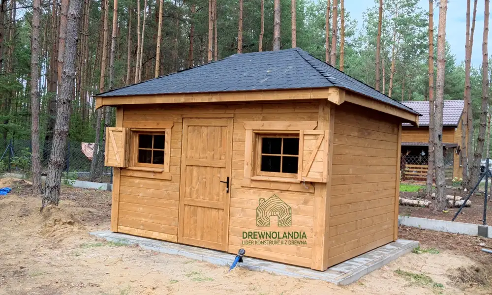Drewniany domek Jerzy o powierzchni 12 m², zintegrowana szopka na narzędzia