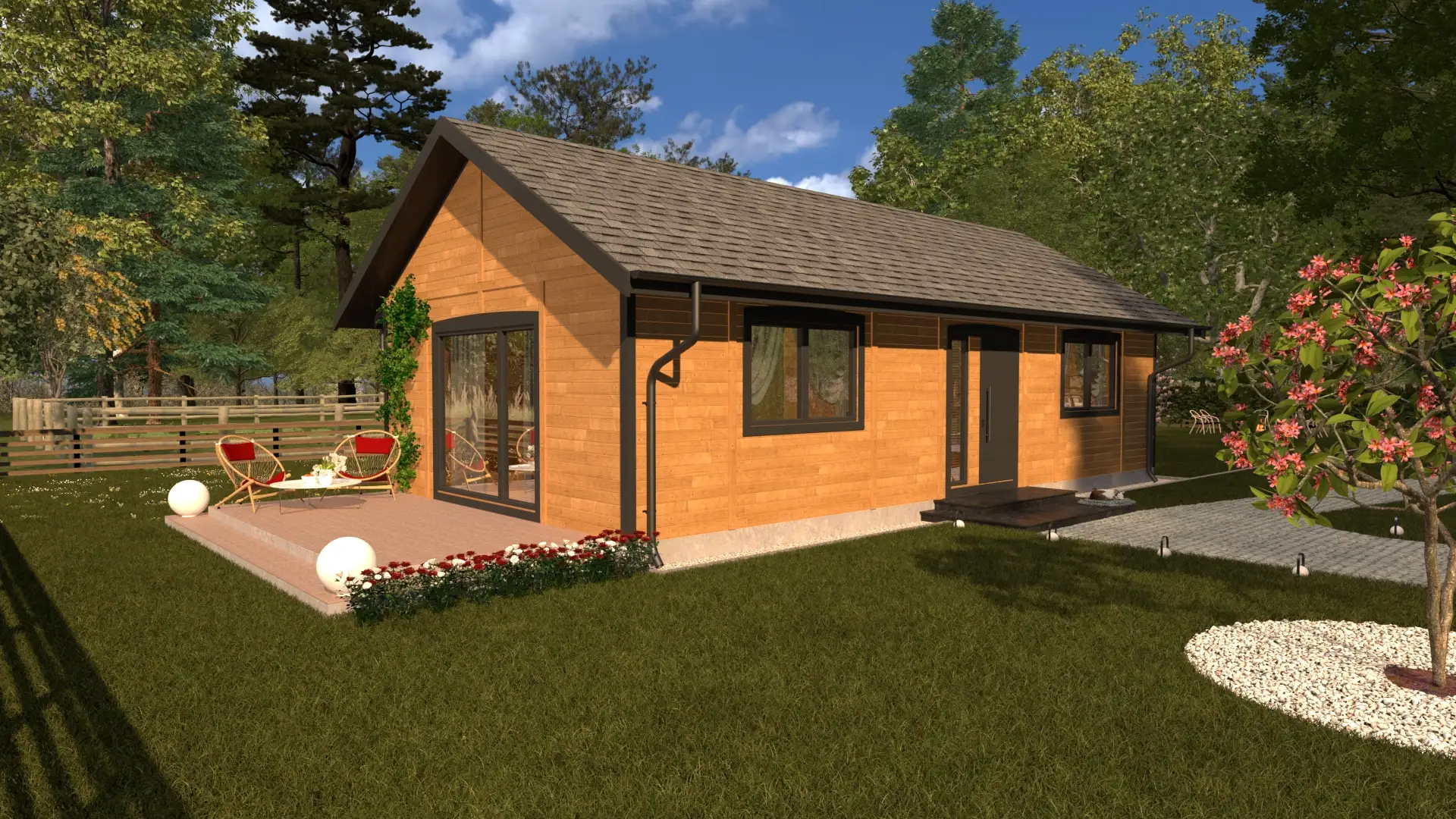 Szczegółowa wizualizacja domu CRK1 PLUS – nowoczesny projekt domu o powierzchni 70 m²