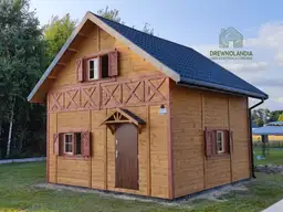 CRP2 PREMIUM – drewniany domek całoroczny z poddaszem, nowoczesny projekt o powierzchni 35 m²