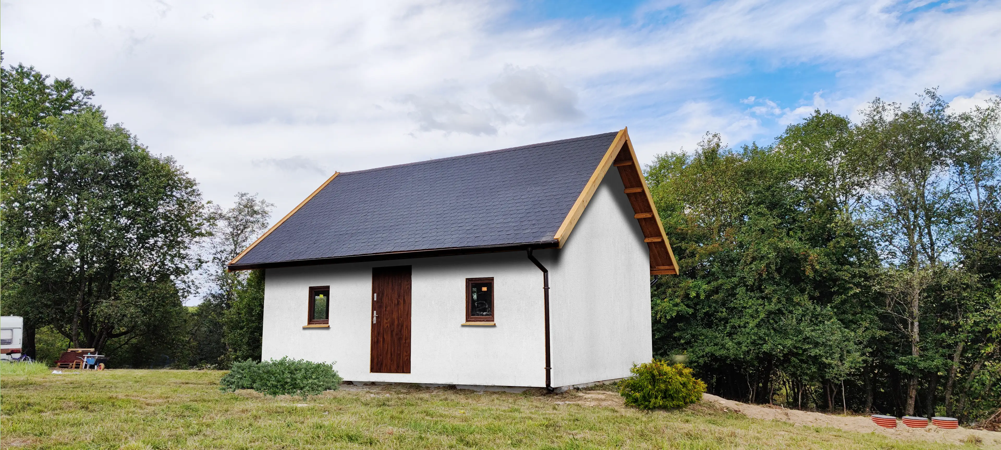 CRP2 PREMIUM – boczny widok domu drewnianego z poddaszem